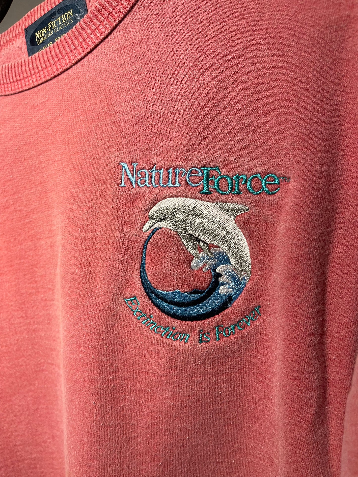 Nature Force Embroidered Acid-wash Crewneck|Small